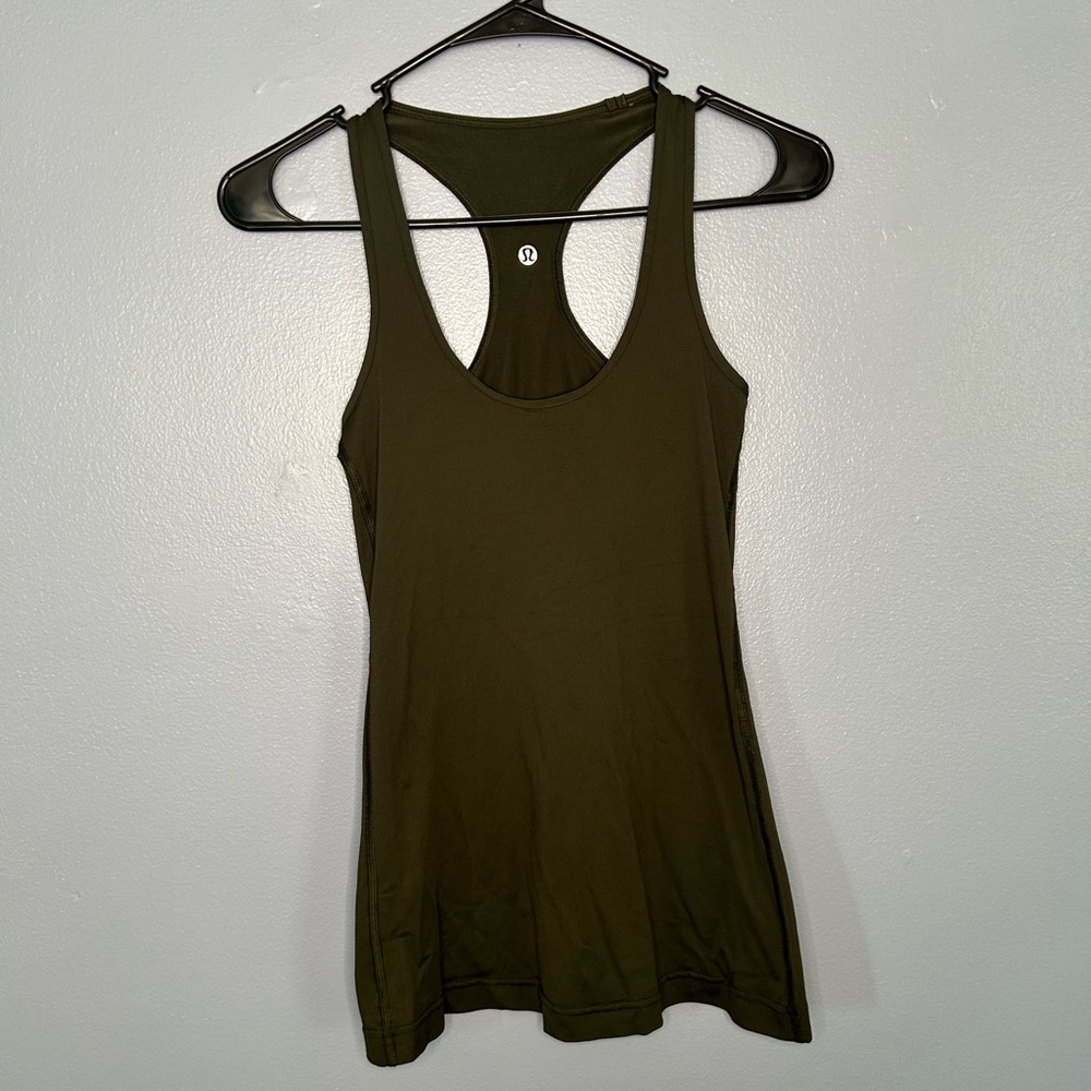 Lululemon dark olive green athletic tank top